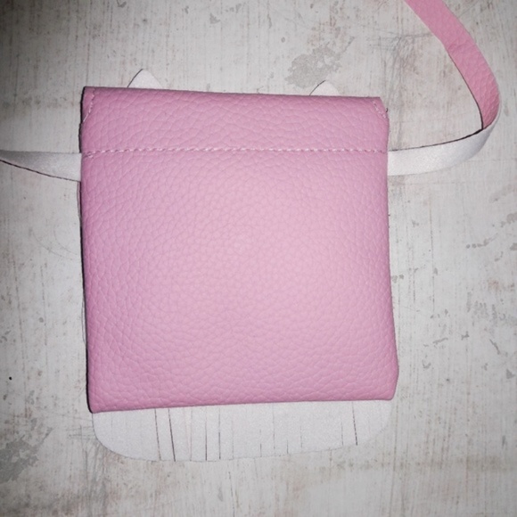Girly Fringed Pink Cat Vegan Cross Body Purse - Picture 4 of 6